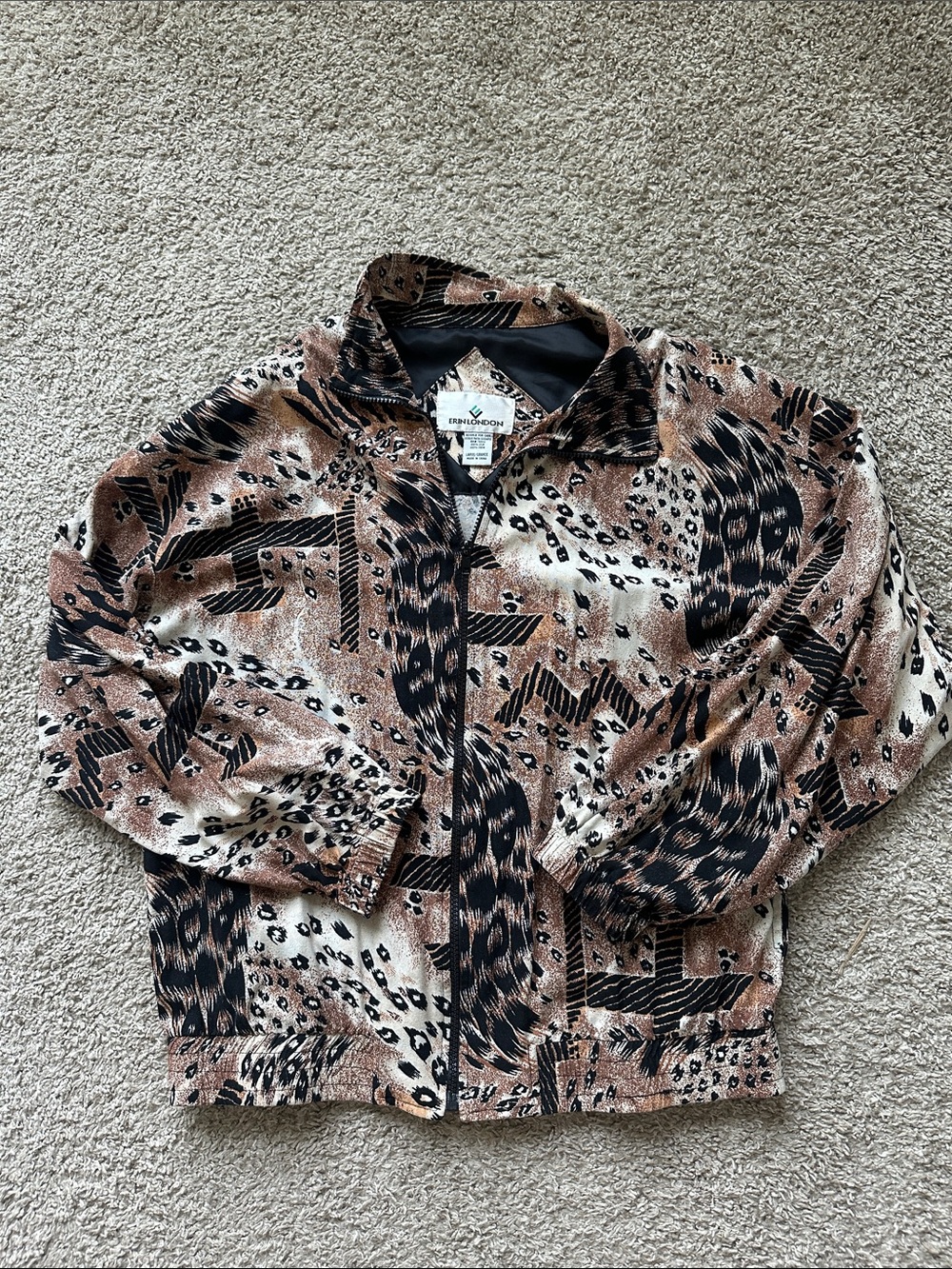 Vintage Mixed Animal Print Zip-Up Jacket